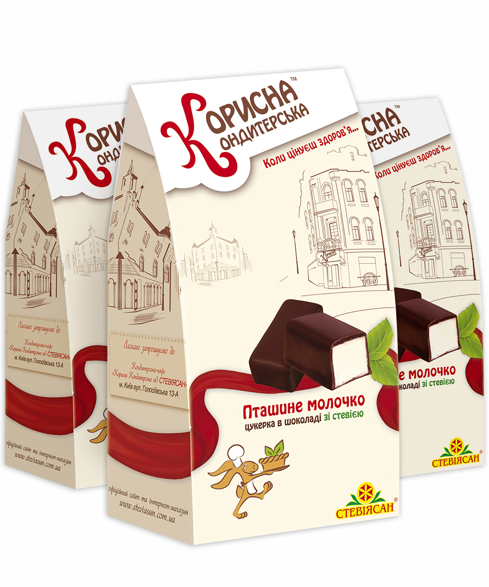 Набір Цукерки в шоколаді «Пташине молочко» зі стевією, 150 г х 3 шт